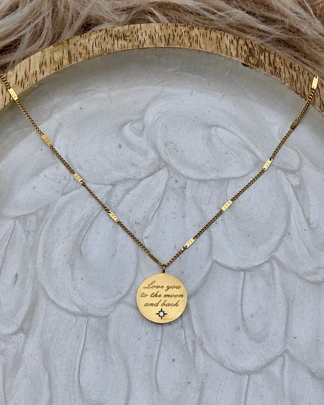 Gold Stainless Steel “Love You to the Moon & Back” Necklace