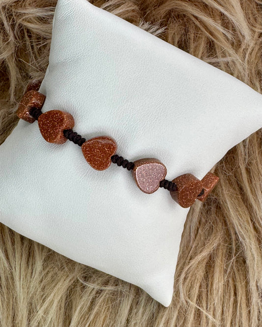 Gold Sandstone Heart Bracelet – Adjustable