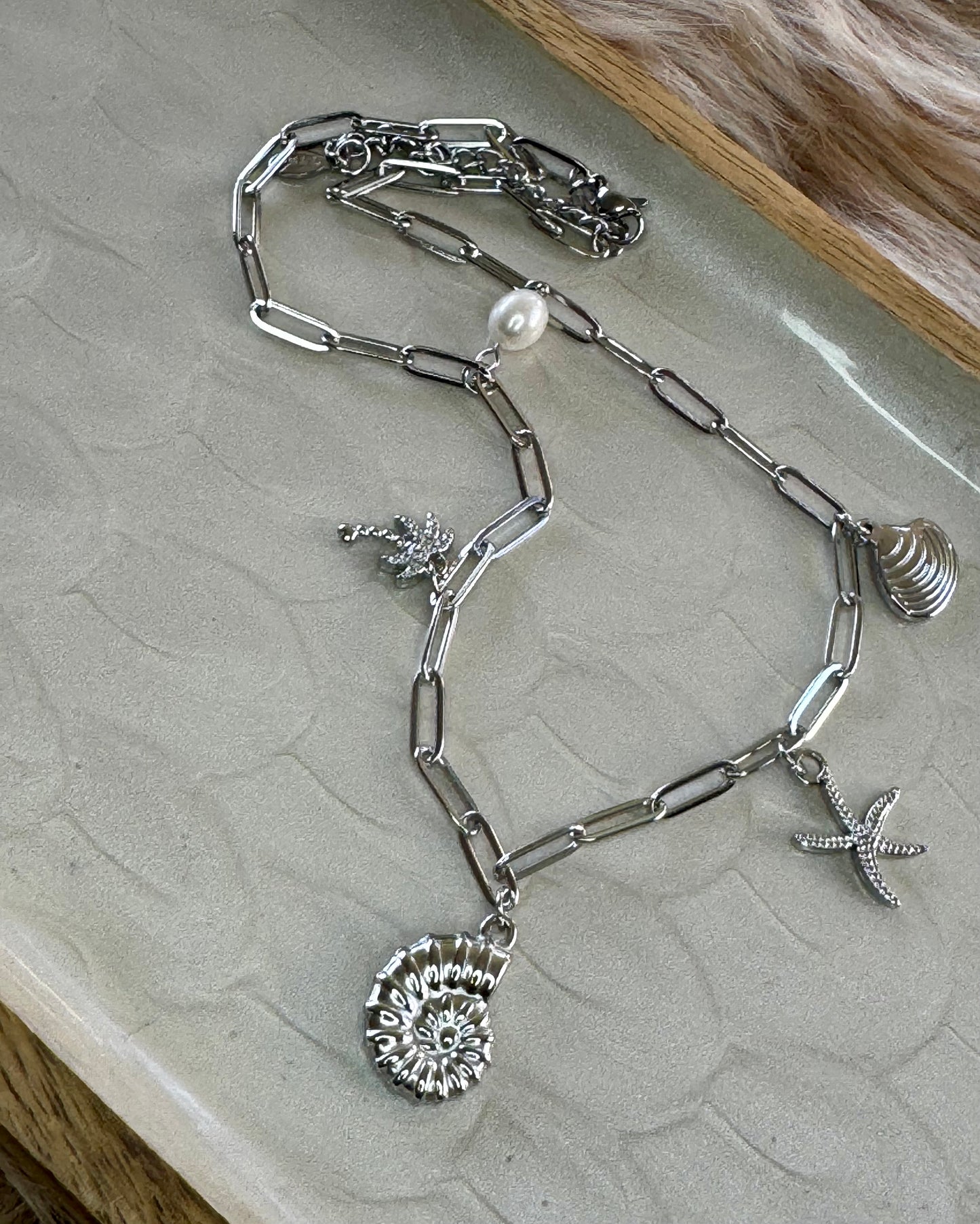 Stainless Steel Coastal Charm Necklace – 18