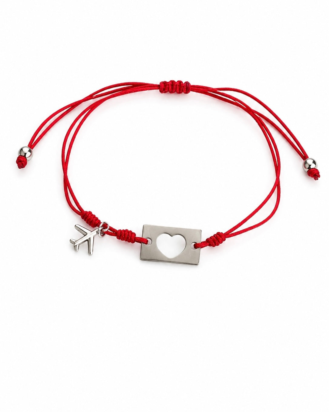 Heart & Airplane Adjustable Bracelet – Stainless Steel