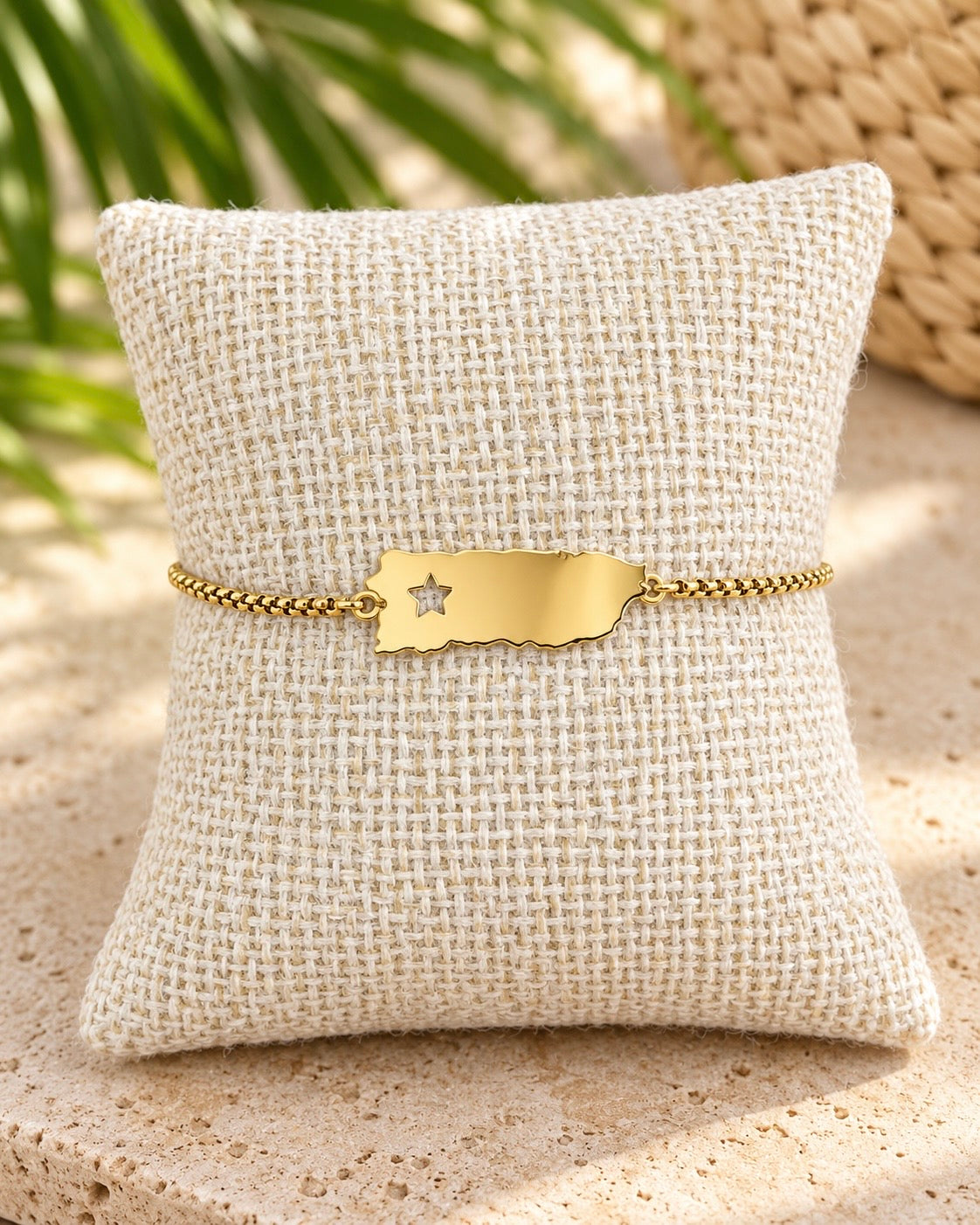 Puerto Rico Star Adjustable Bracelet – Gold Stainless Steel