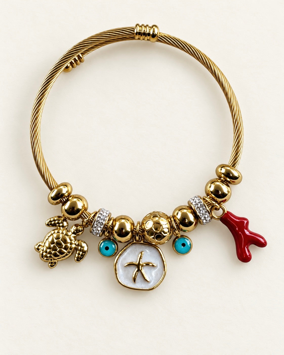 Ocean Treasures Stainless Steel Charm Bangle