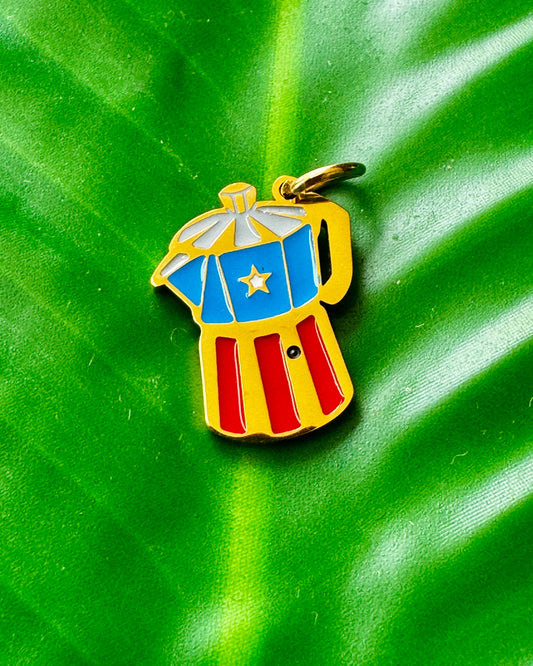 Puerto Rico- inspired Greca stainless steel charm for bracelets and necklaces.