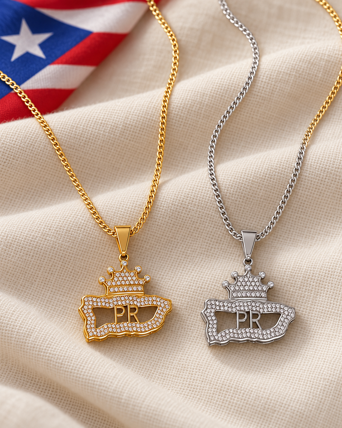 Puerto Rico Crown Necklace – Stainless Steel