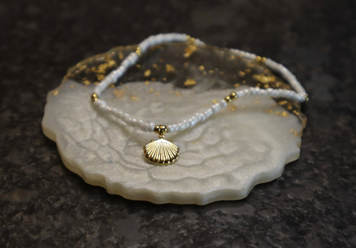 White Seashell Anklet