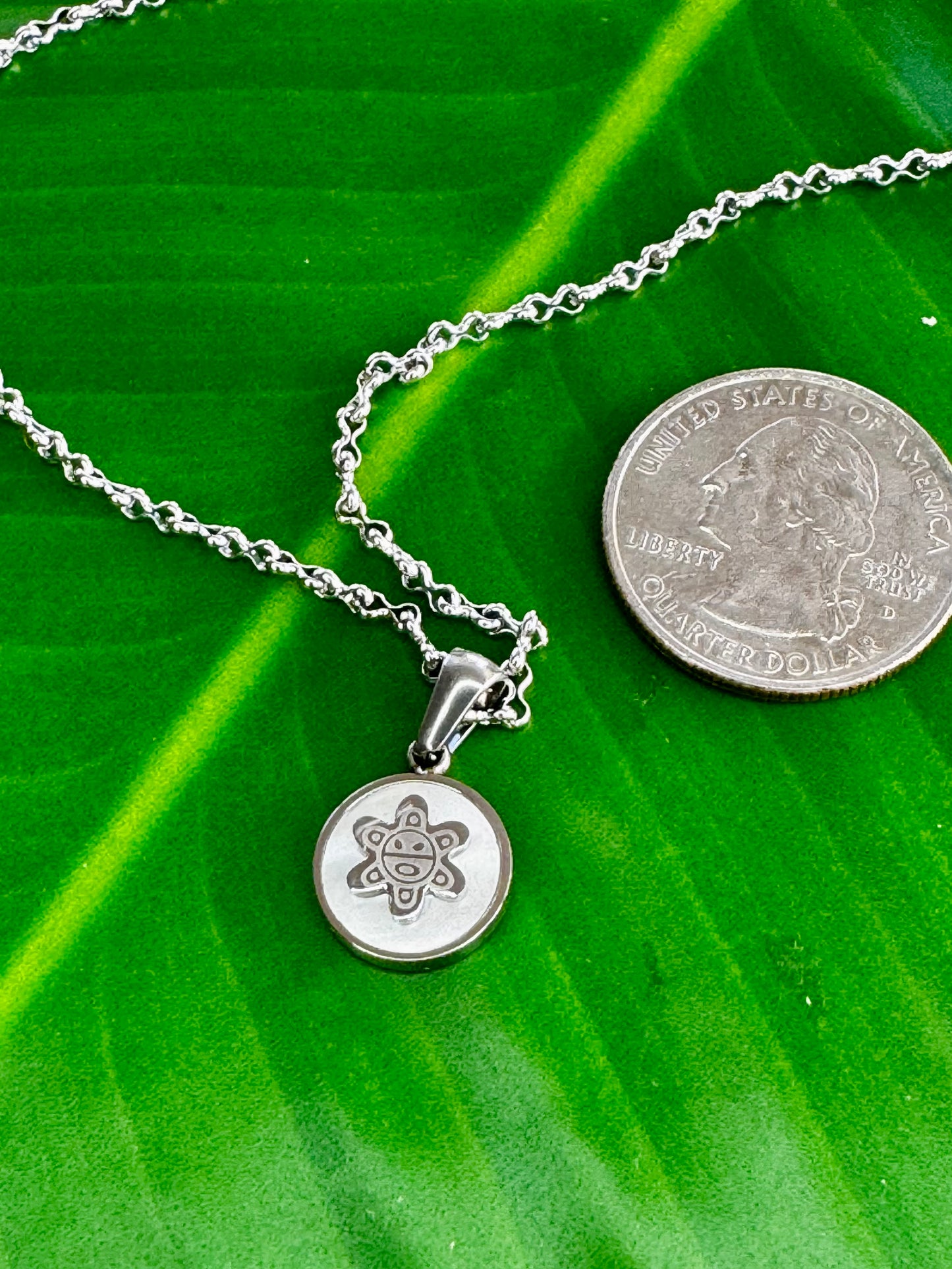 Sol Taíno Charm – Gold & Silver Stainless Steel with Madre Perla Back
