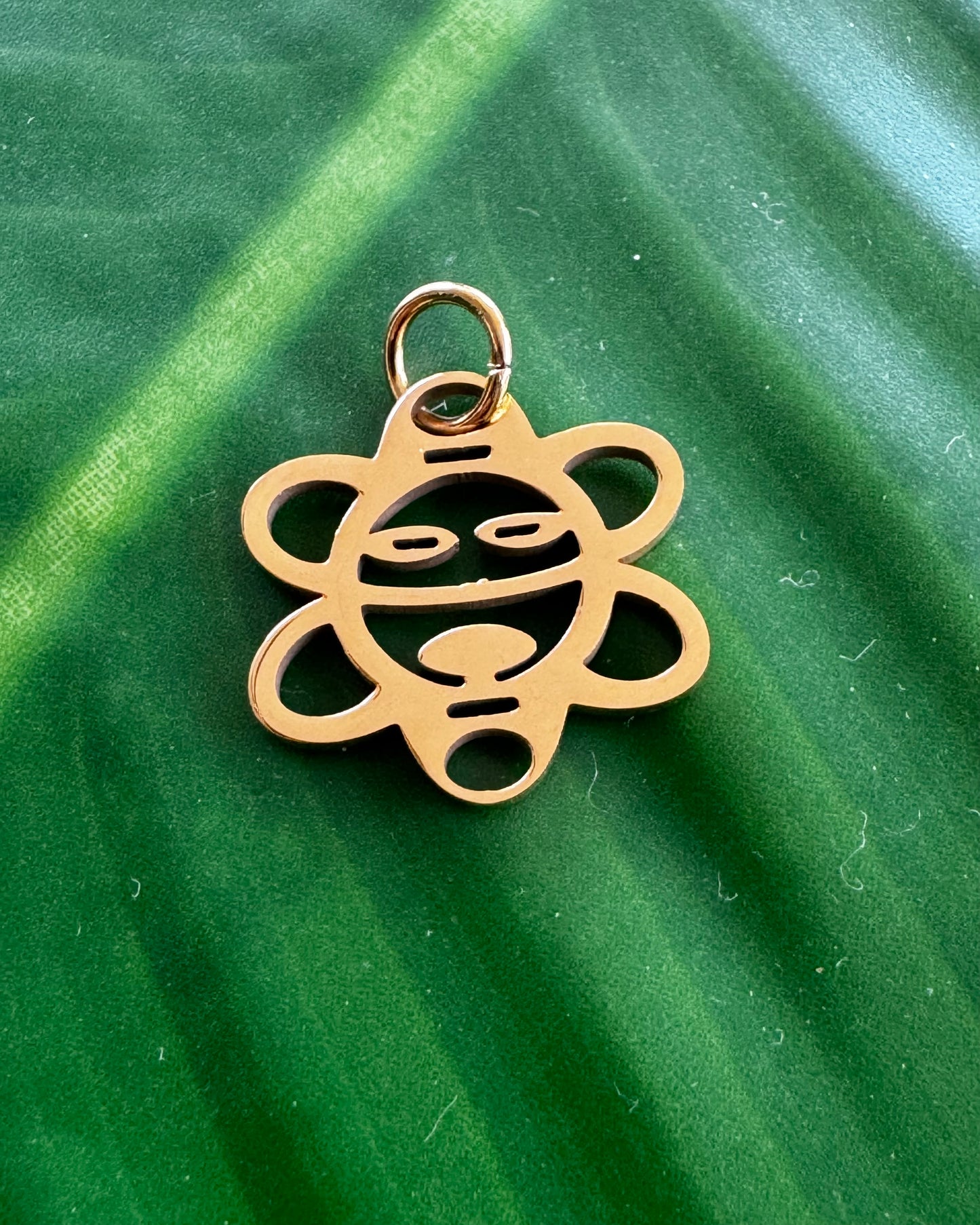 Sol Taíno stainless steel sun charm in gold and silver symbolizing life, energy, and protection