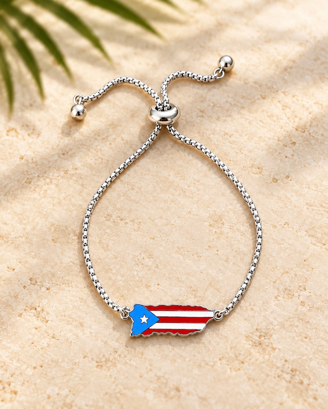 Puerto Rican Flag Adjustable Bracelet – Stainless Steel