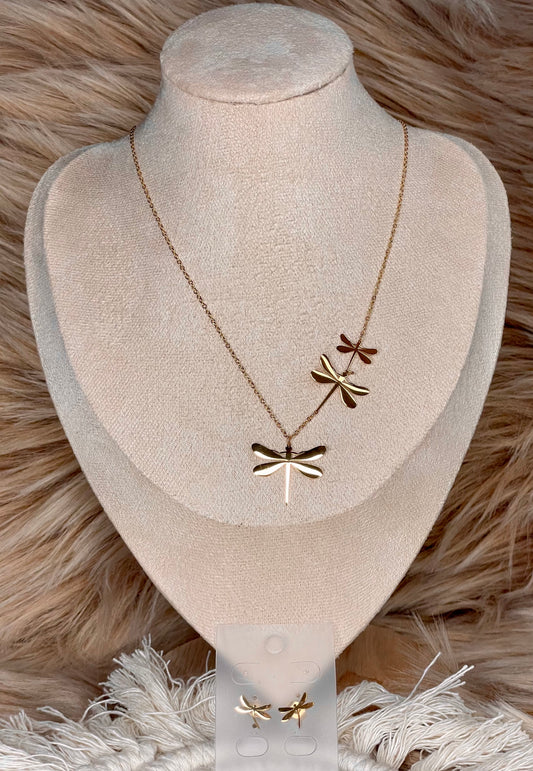 Gold Plated Dragonfly Set