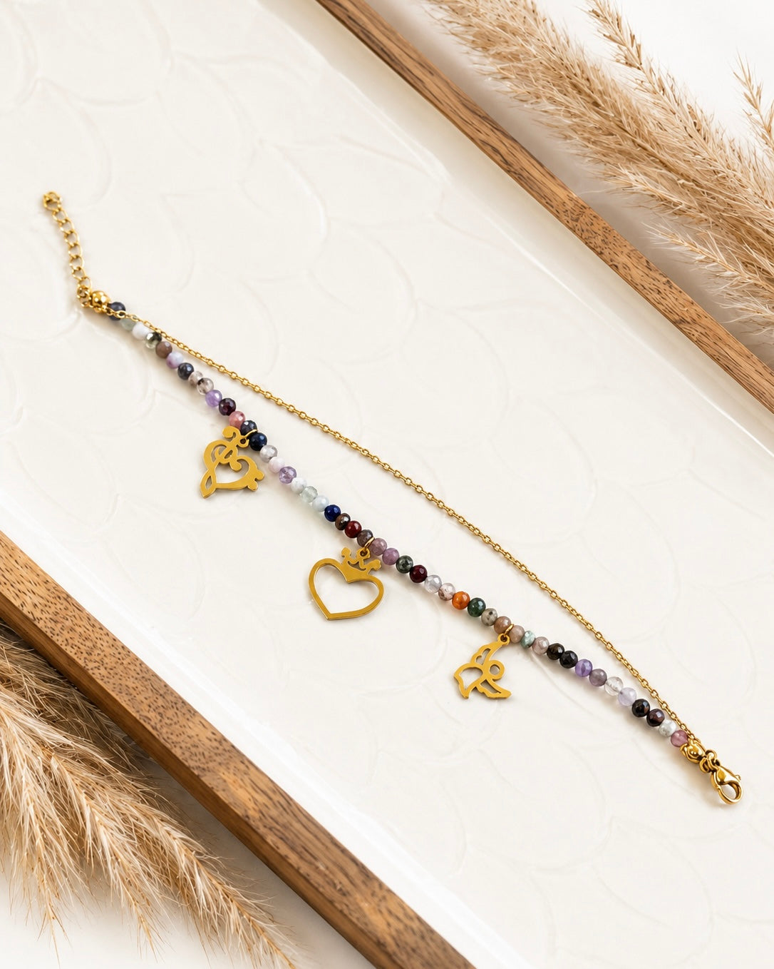 ✨ Three Charm Multicolor Double-Layer Bracelet