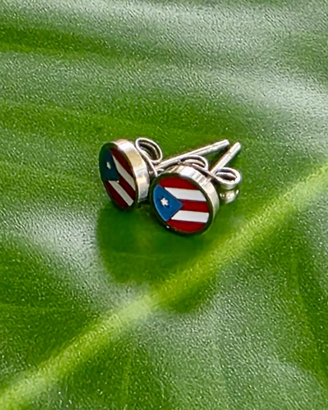 Puerto Rican flag stainless steel stud earrings for cultural pride