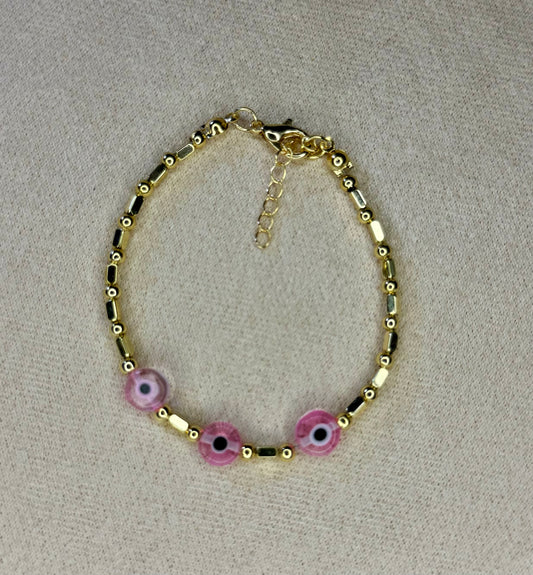 Gold Plated Rose Evil Eye Bracelet