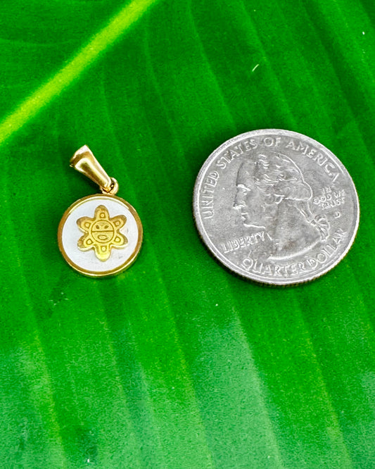 Sol Taíno Charm – Gold & Silver Stainless Steel with Madre Perla Back