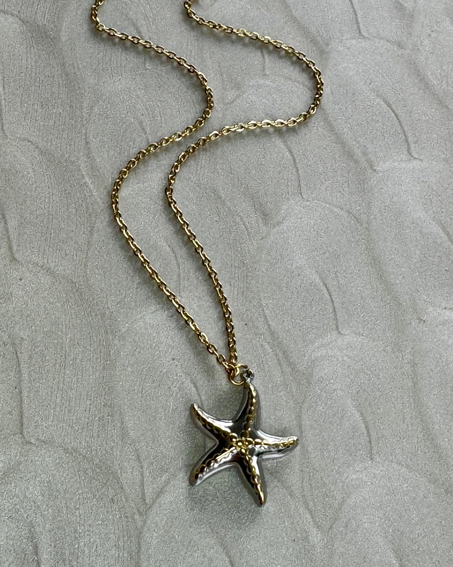 Two-Tone Starfish Stainless Steel Necklace