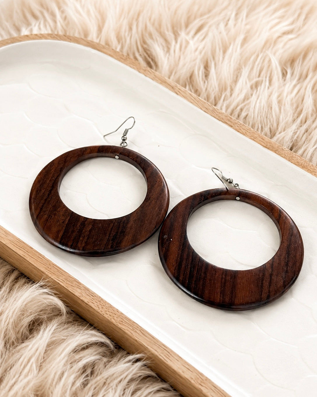 Wood Hoop Earrings – 3”