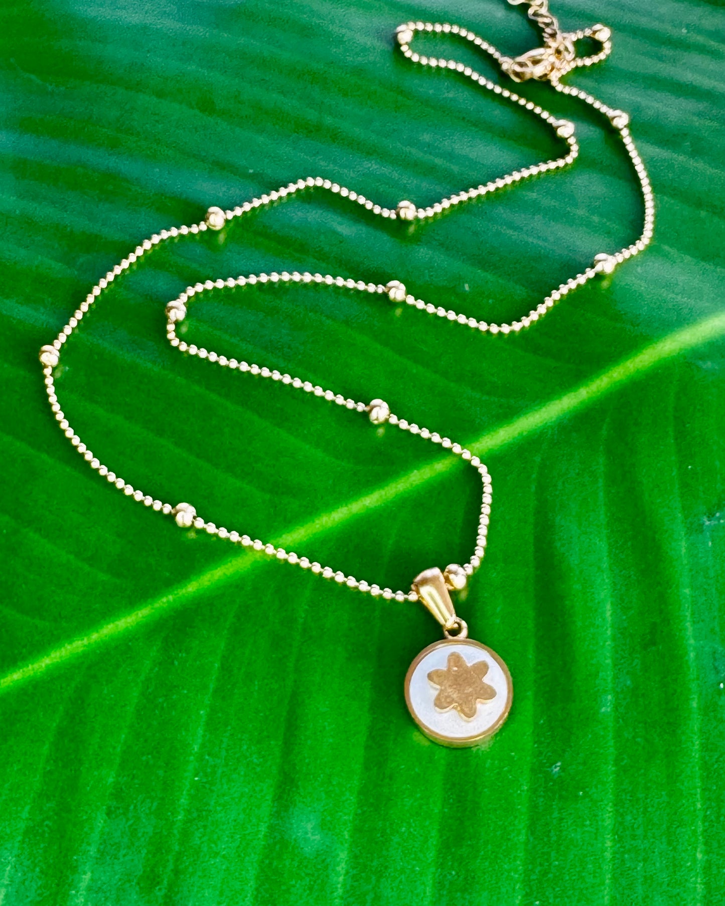 Sol Taíno Charm – Gold & Silver Stainless Steel with Madre Perla Back