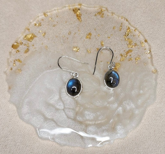 Blue Fire Labradorite Oval Earrings