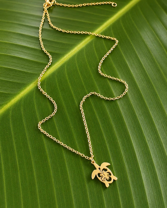 Turtle & Maga Flower Necklace