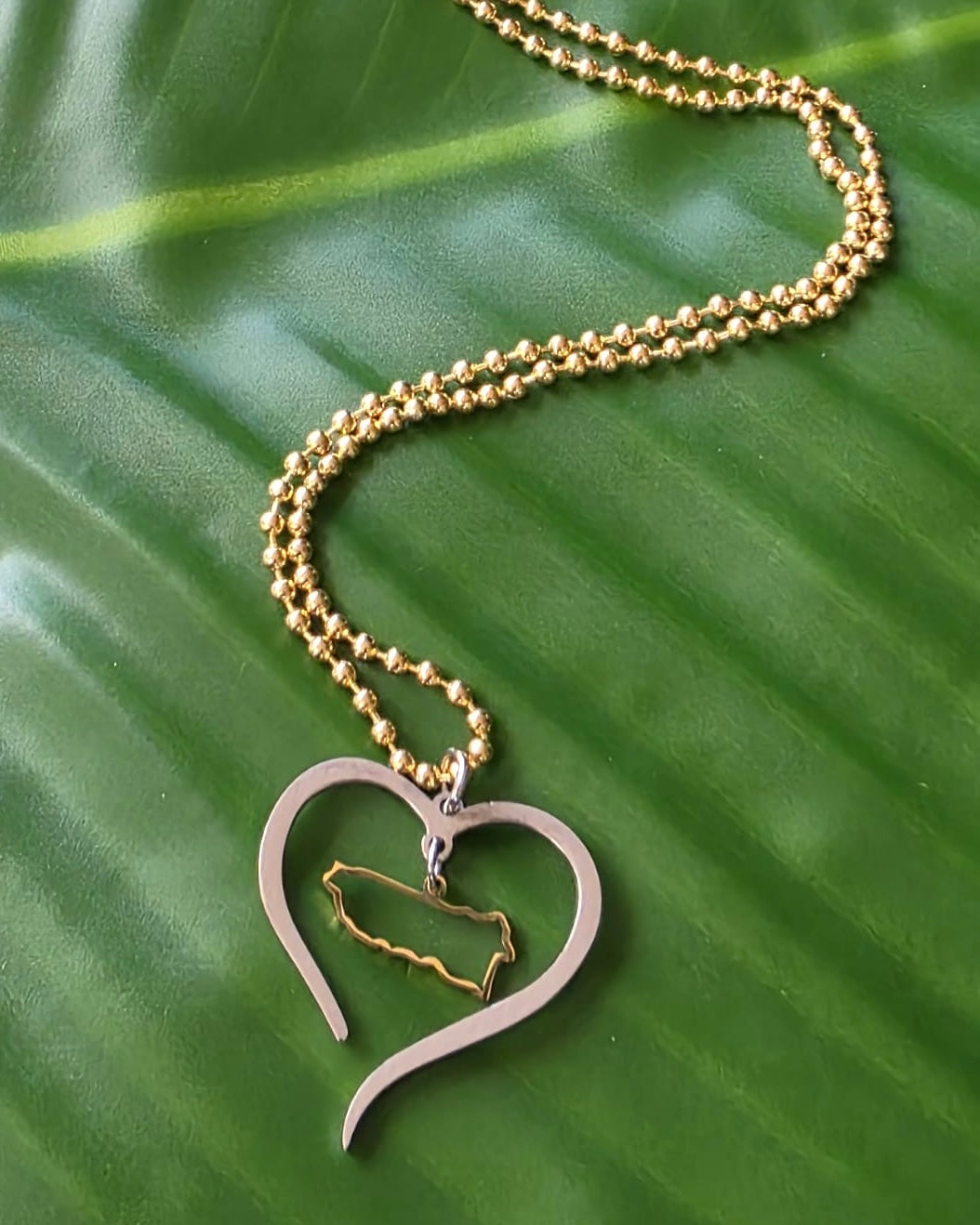 Puerto Rico Heart Gold Stainless Steel