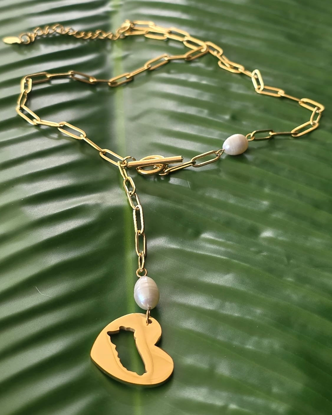 Puerto Rico Heart With Pearls Necklace
