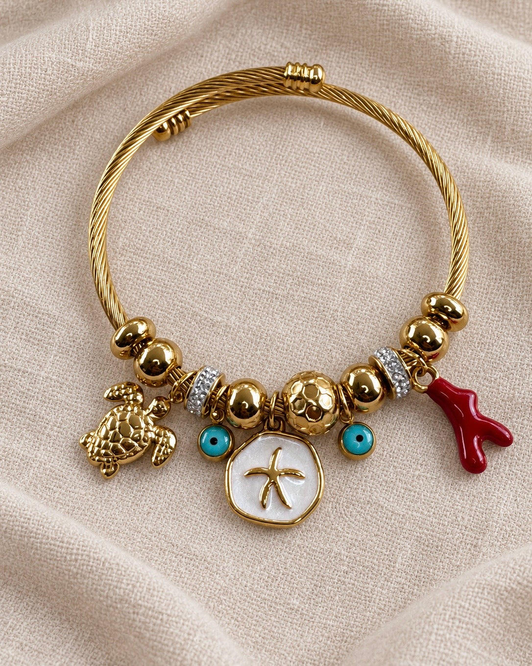 Ocean Treasures Stainless Steel Charm Bangle