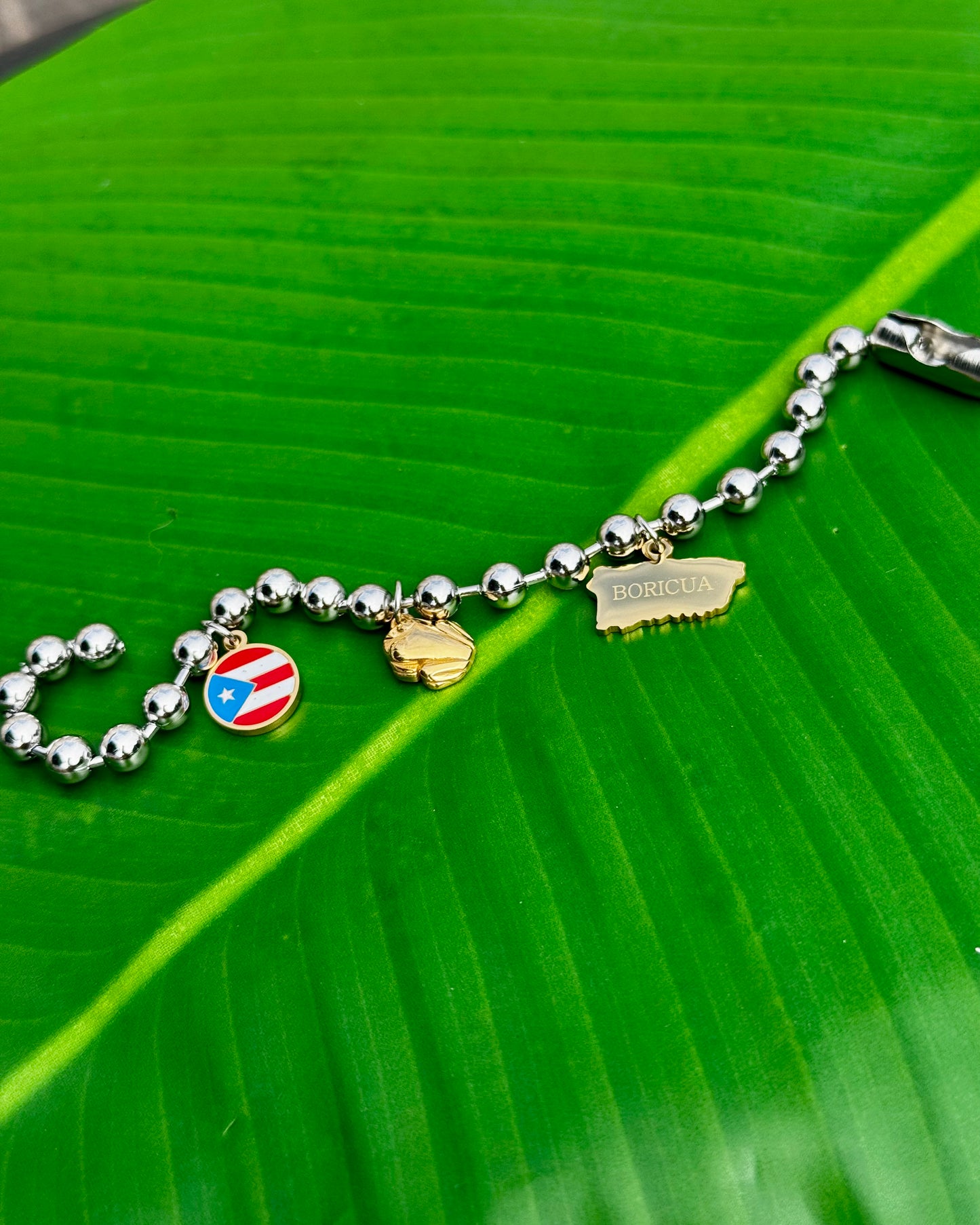 Puerto Rico Stainless Steel Ball Bracelet