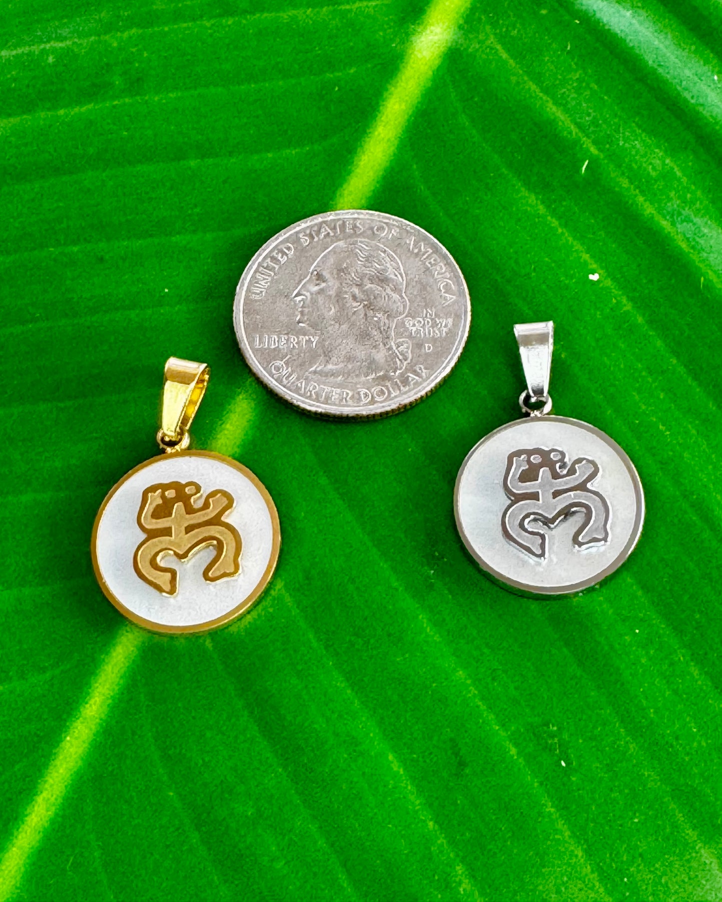 Coquí Taino Charm – Gold & Silver Stainless Steel with Mother-of-Pearl