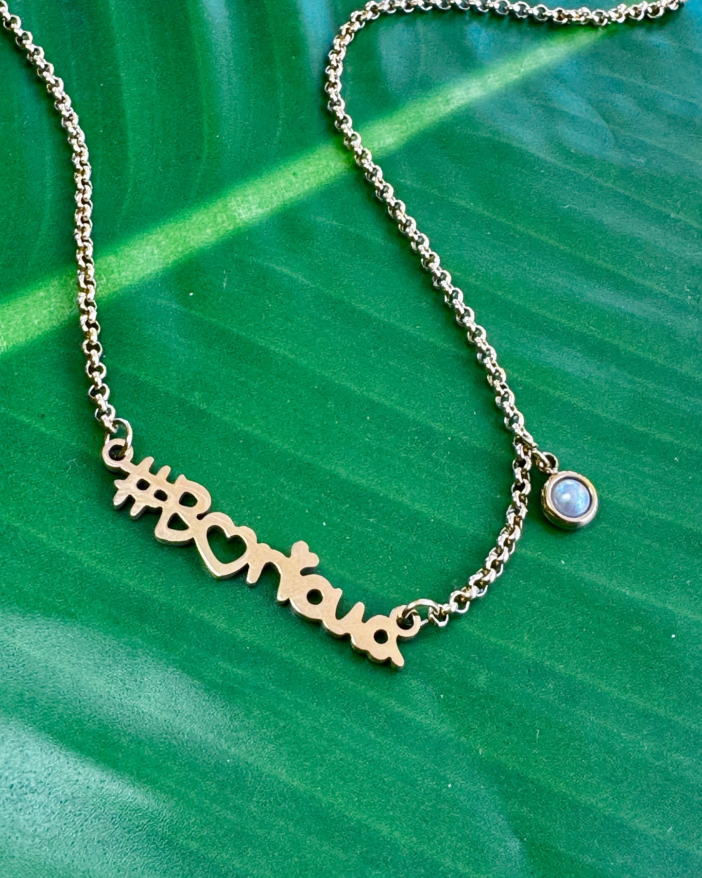 #Boricua Gold Necklace – 16” Stainless Steel with Pearl Accent