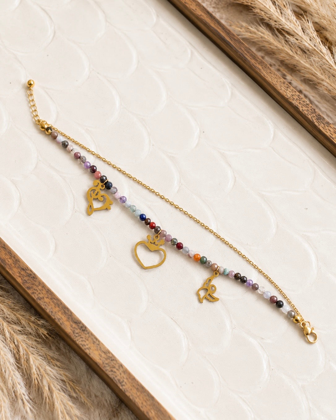 ✨ Three Charm Multicolor Double-Layer Bracelet