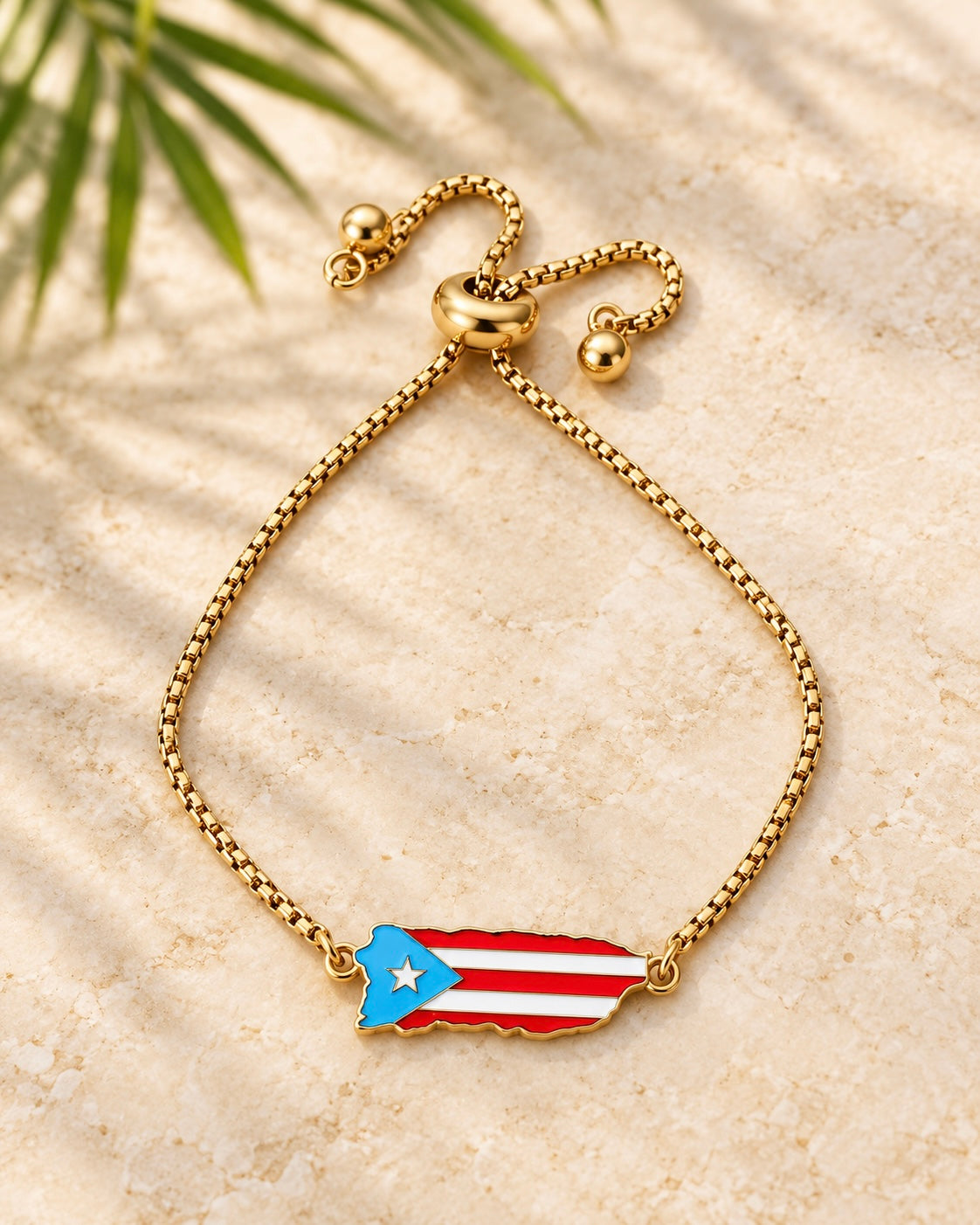 Puerto Rican Flag Adjustable Bracelet – Stainless Steel