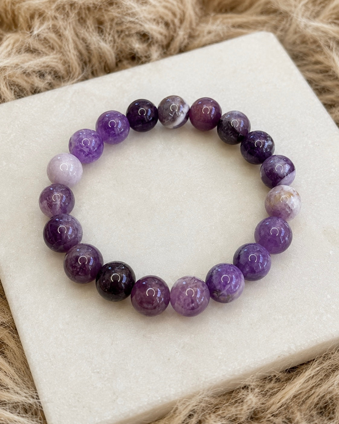 10mm Amethyst Dream Sphere Elastic Bracelet – Peace • Protection • Clarity