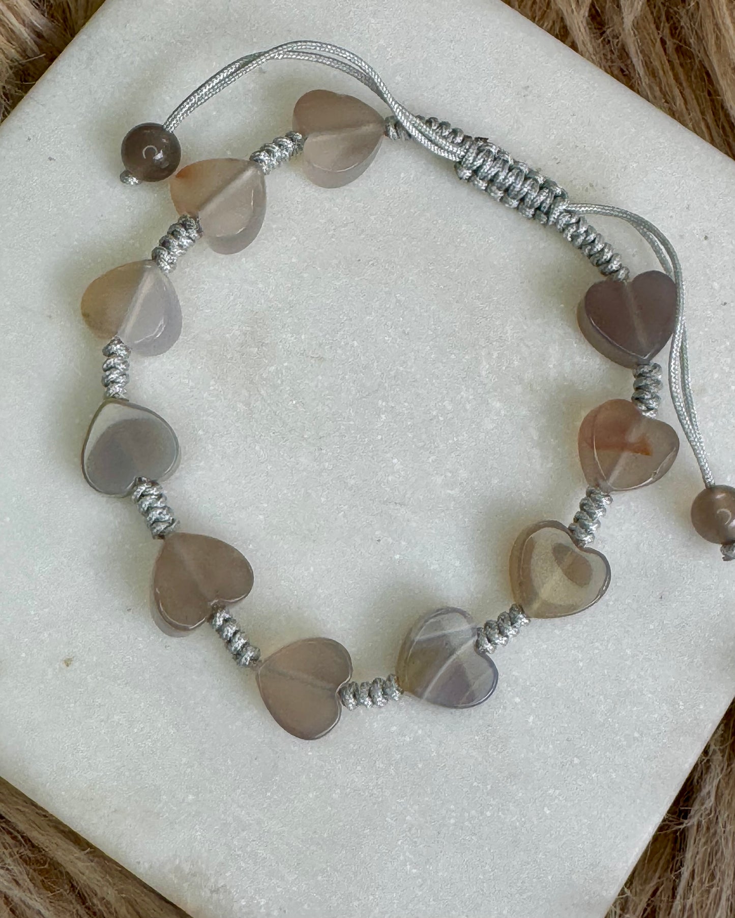 Smoky Quartz Heart Adjustable Bracelet