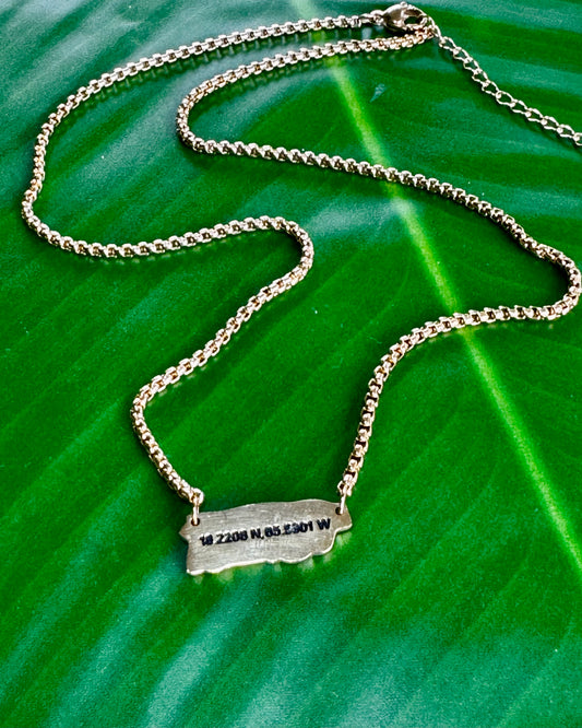 Puerto Rico Coordinates Necklace