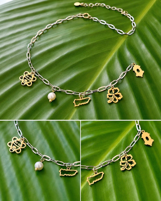 Two Tone Puerto Rico Charm Neckace