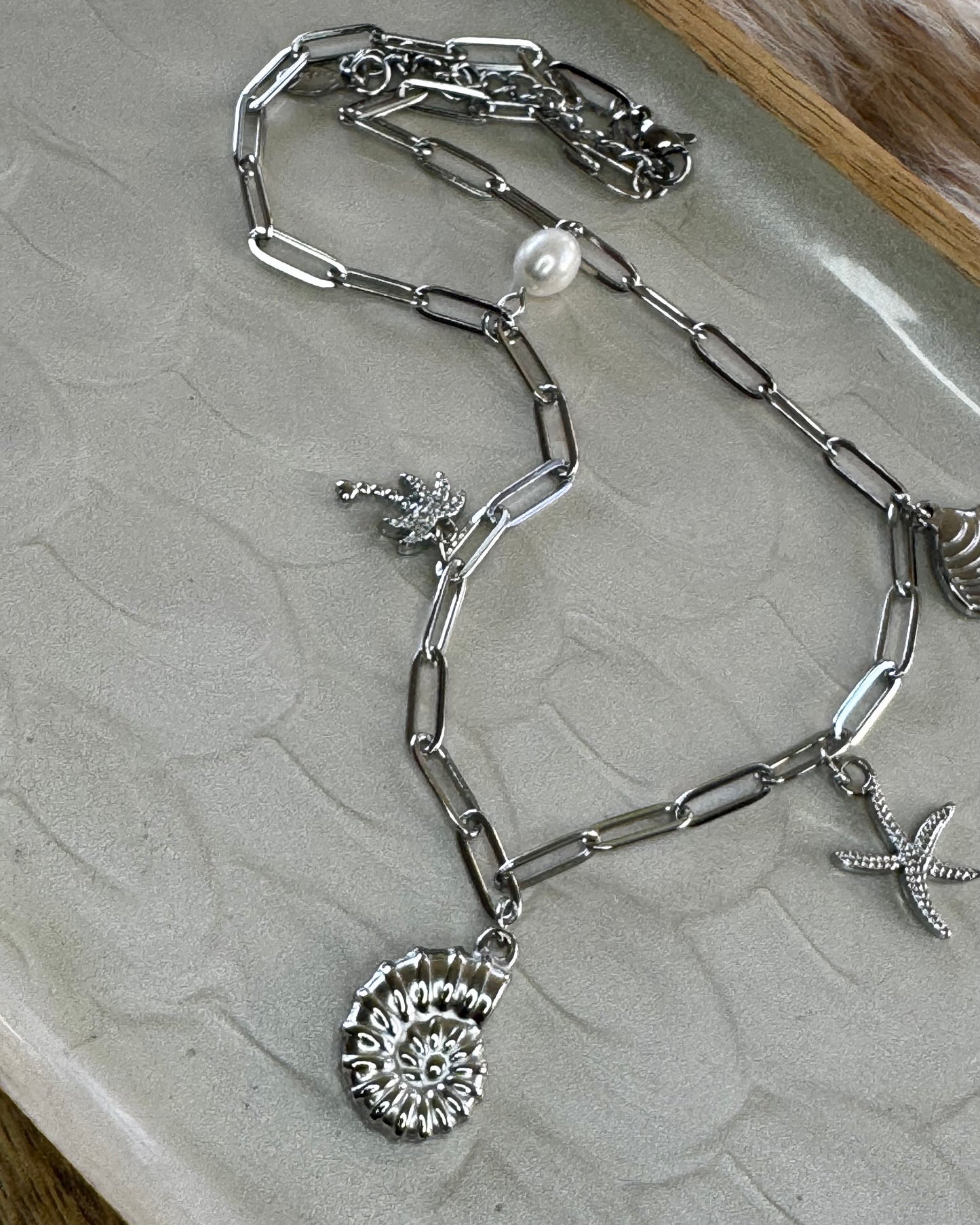 Stainless Steel Coastal Charm Necklace – 18