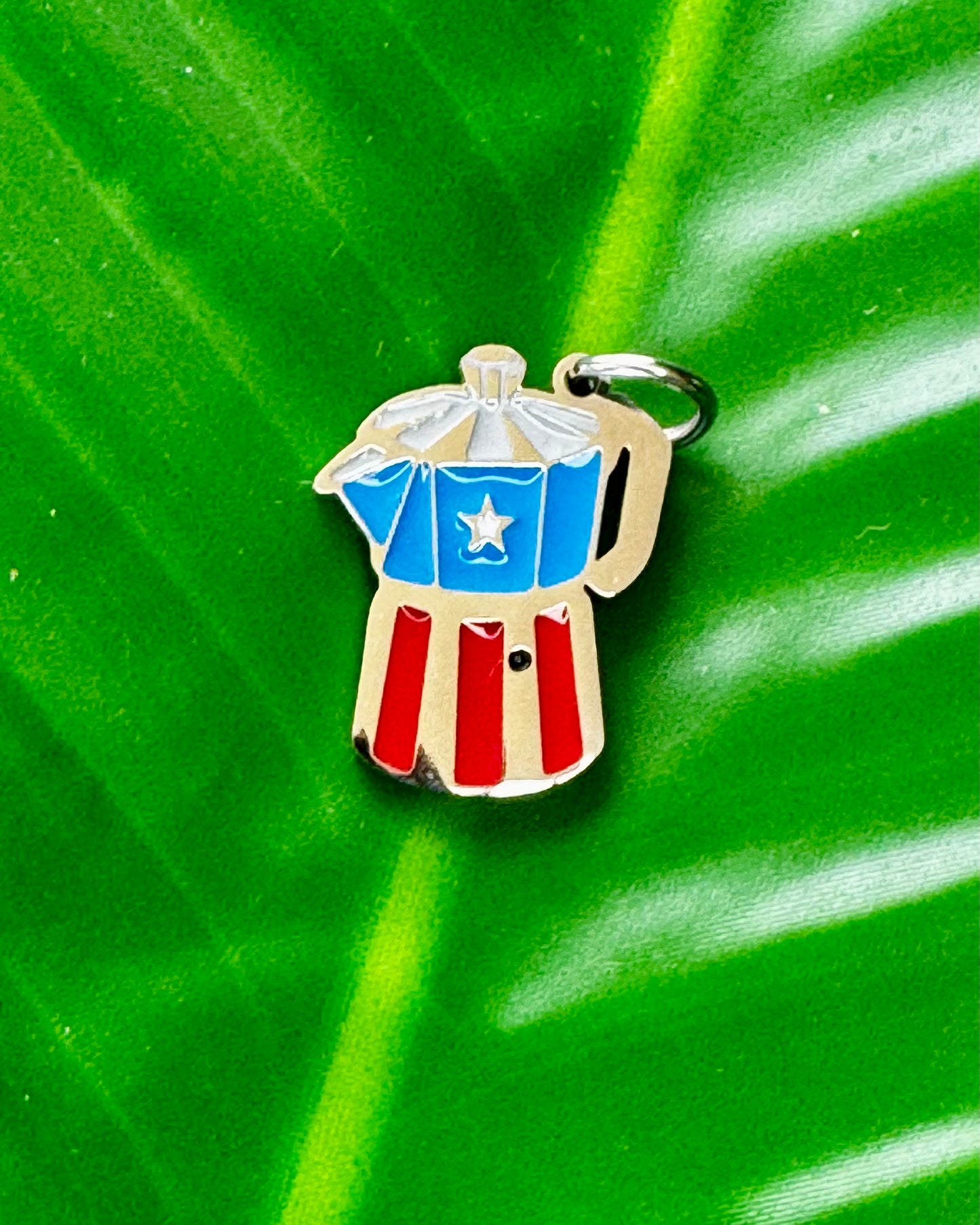 Puerto Rico- inspired Greca stainless steel charm for bracelets and necklaces.