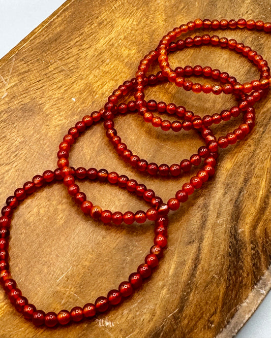 4mm Sphere Carnelian Bracelet