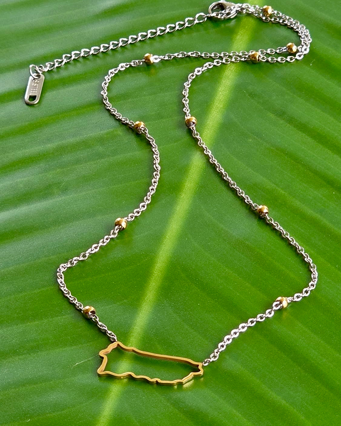 Puerto Rico Line Map Necklace