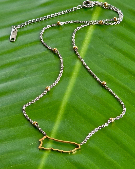 Puerto Rico Line Map Necklace