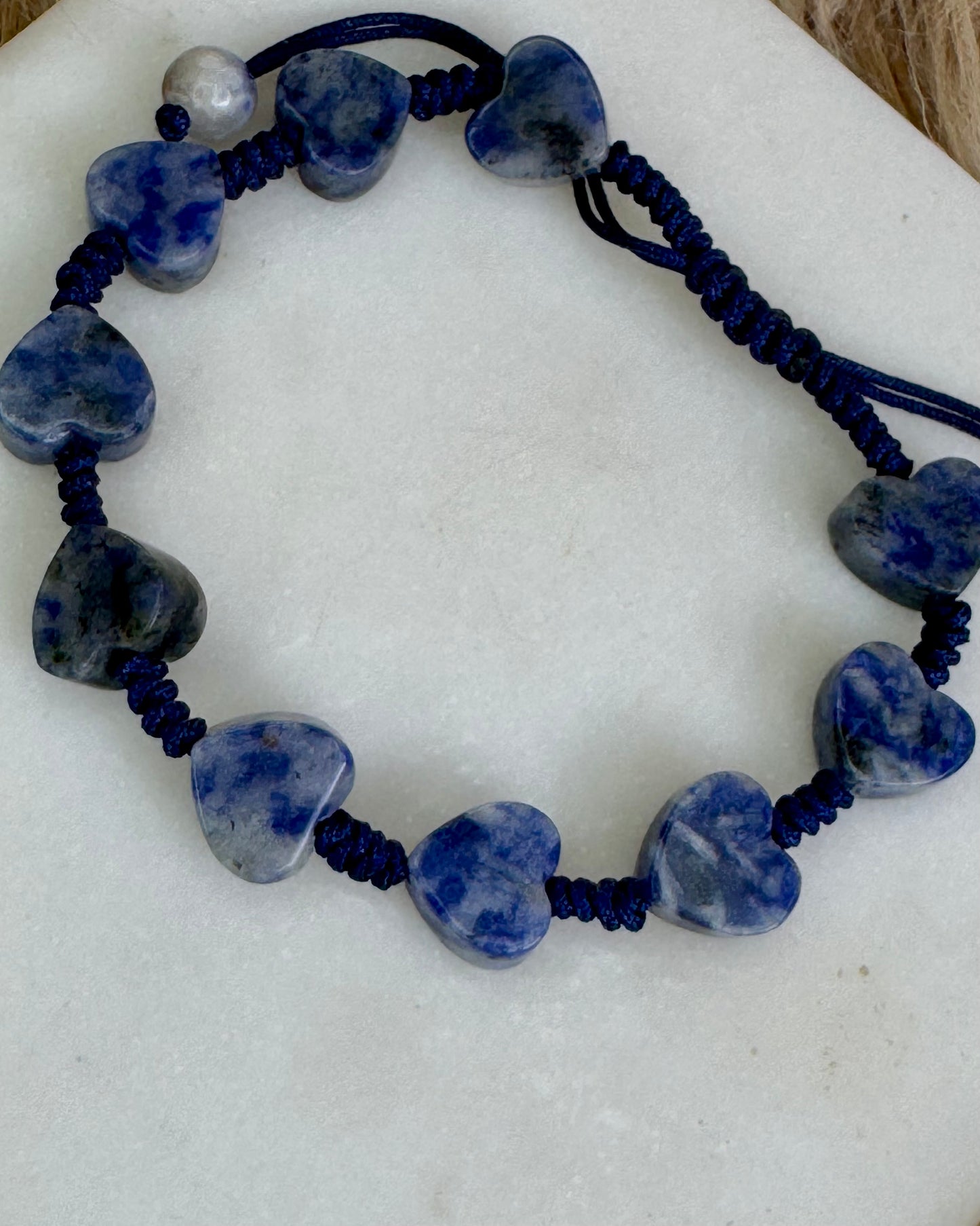 Sodalite Heart Adjustable Bracelet