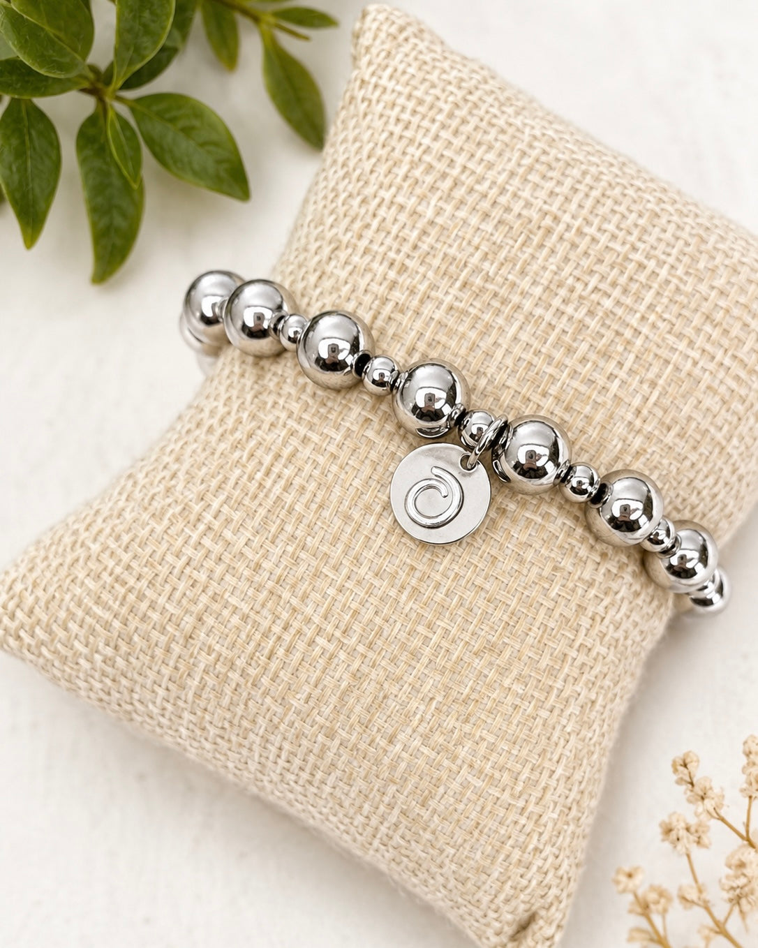Two-Tone Stainless Steel Bead Bracelet – Gold & Silver | Stretch Fit