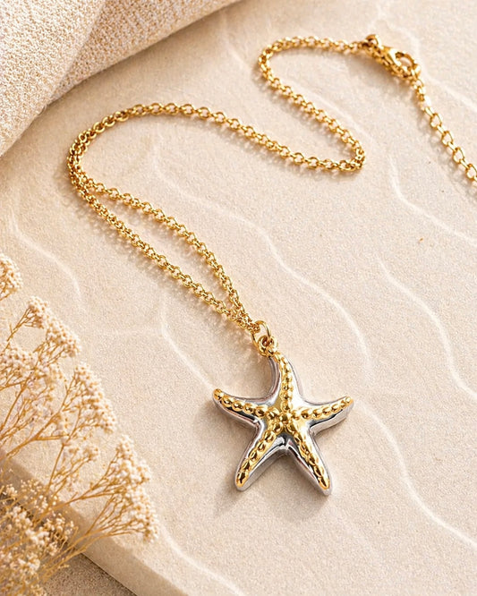 Two-Tone Starfish Stainless Steel Necklace