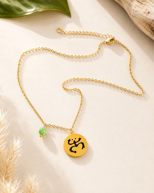 Coquí Taíno Necklace with Green Bead