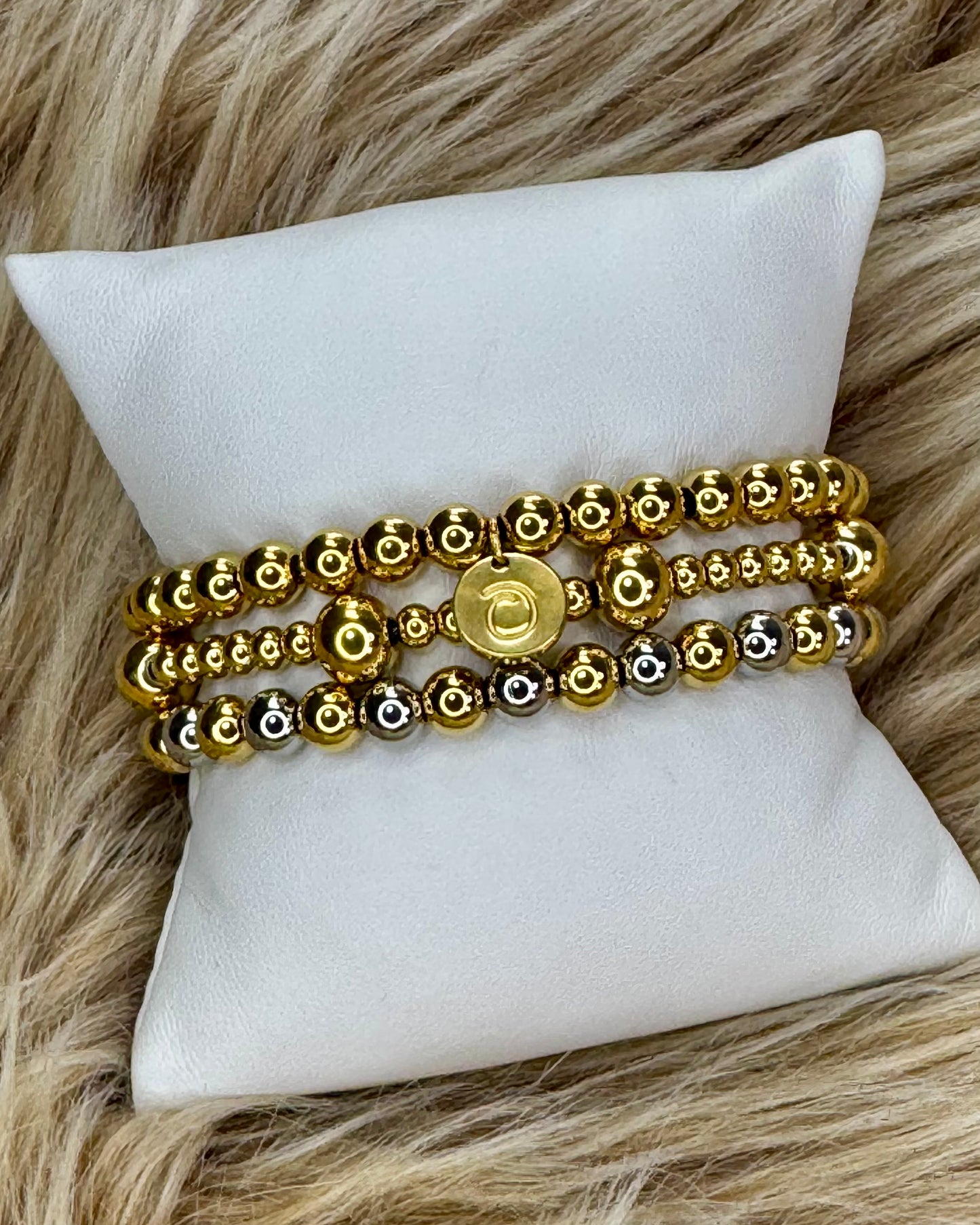 Gold Stainless Steel Sphere Elastic Bracelet