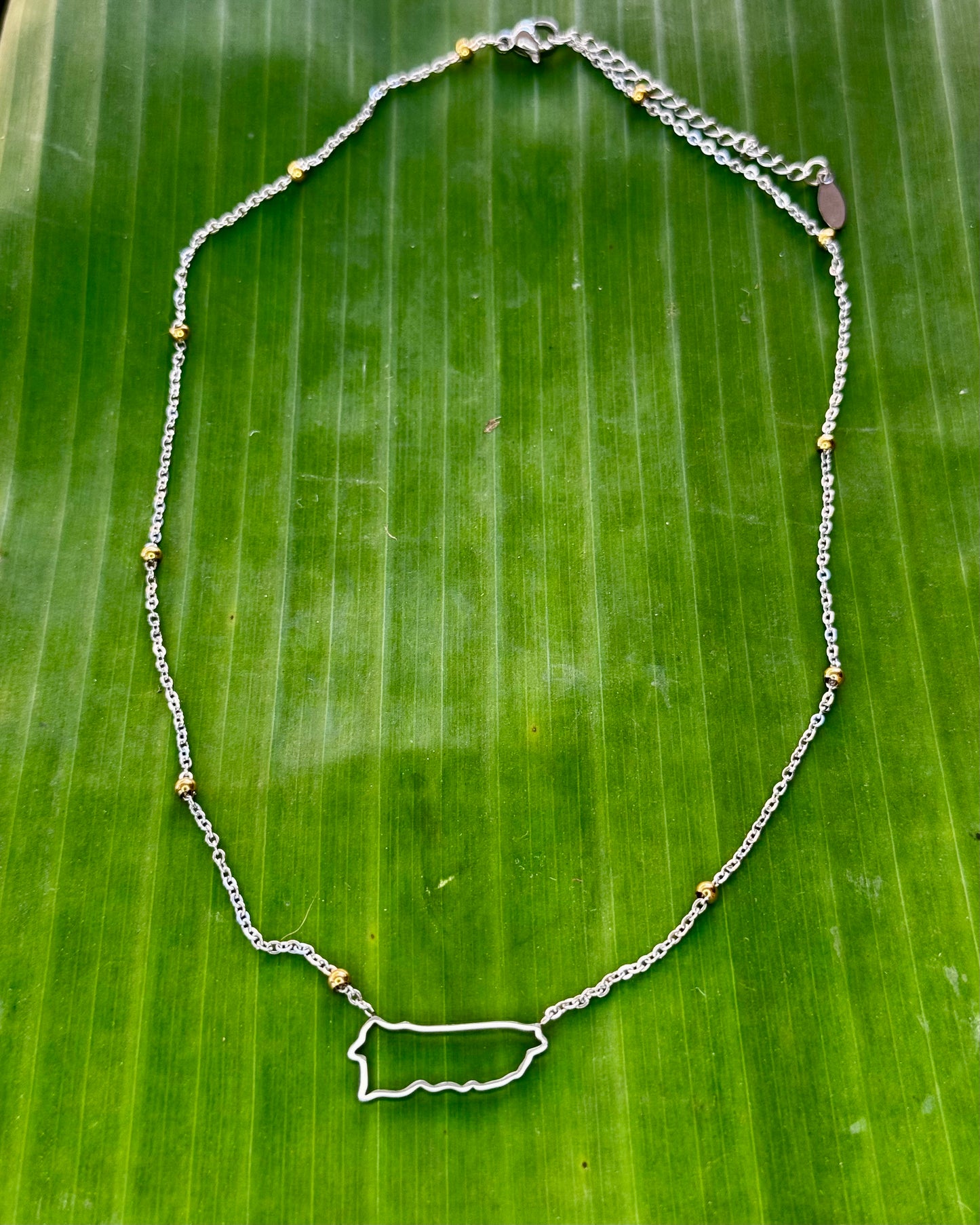 Puerto Rico Line Map Necklace