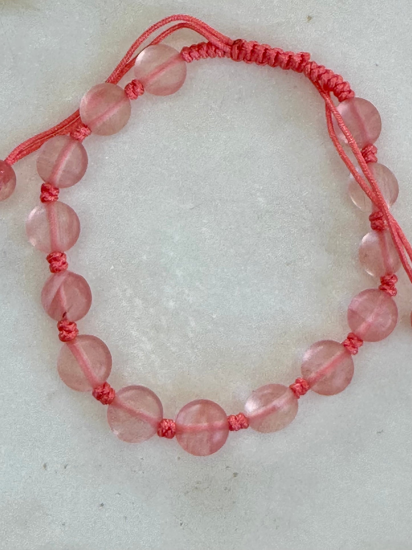 Strawberry Quartz Adjustable Bracelet