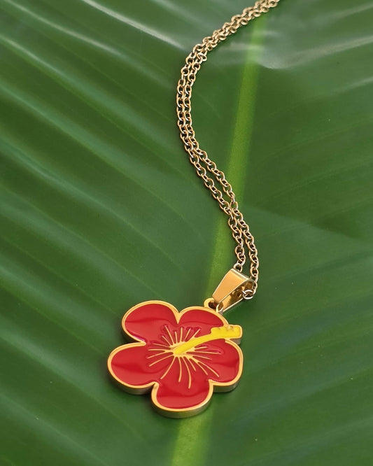 Red Flor Maga Stainless Steel Necklace