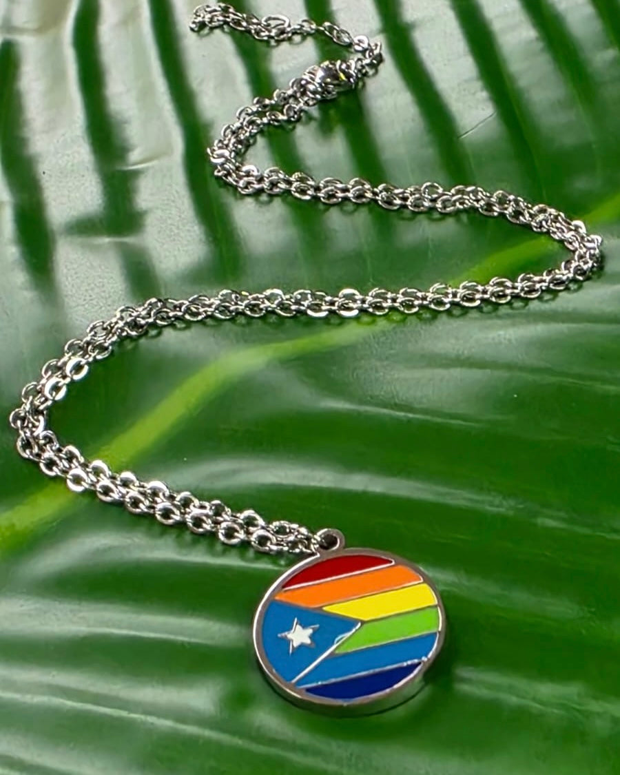Rainbow Puertorican Flag Necklace