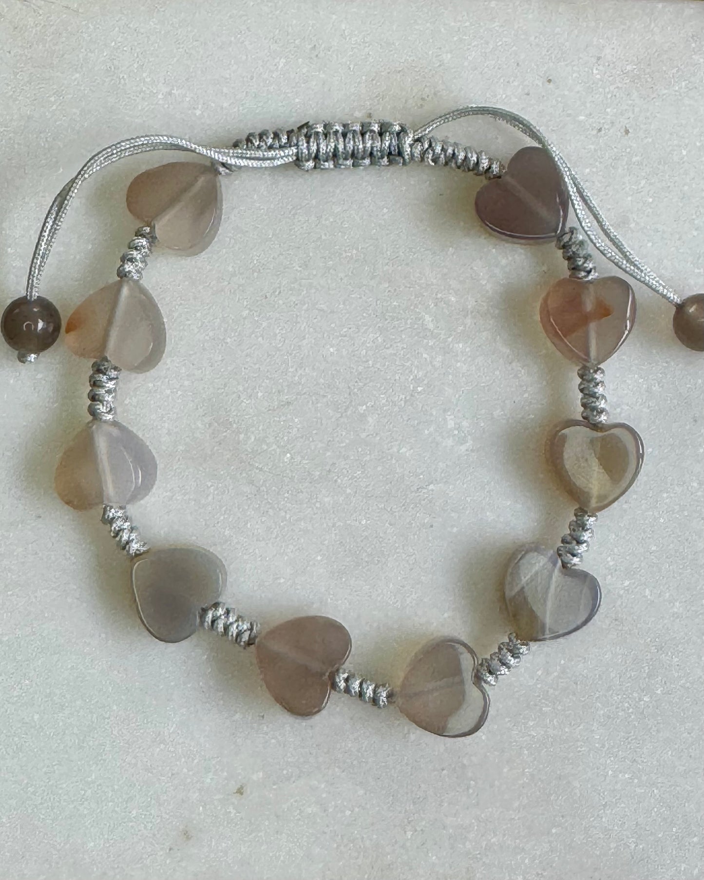 Smoky Quartz Heart Adjustable Bracelet