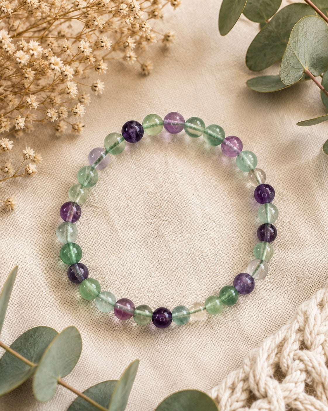 6mm Fluorite Sphere Elastic Bracelet – Clarity • Focus • Balance